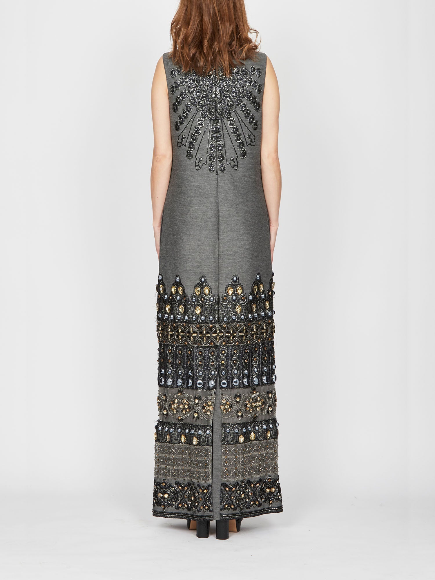 Robe mi-longue A.Ferretti détails à strass - Noir