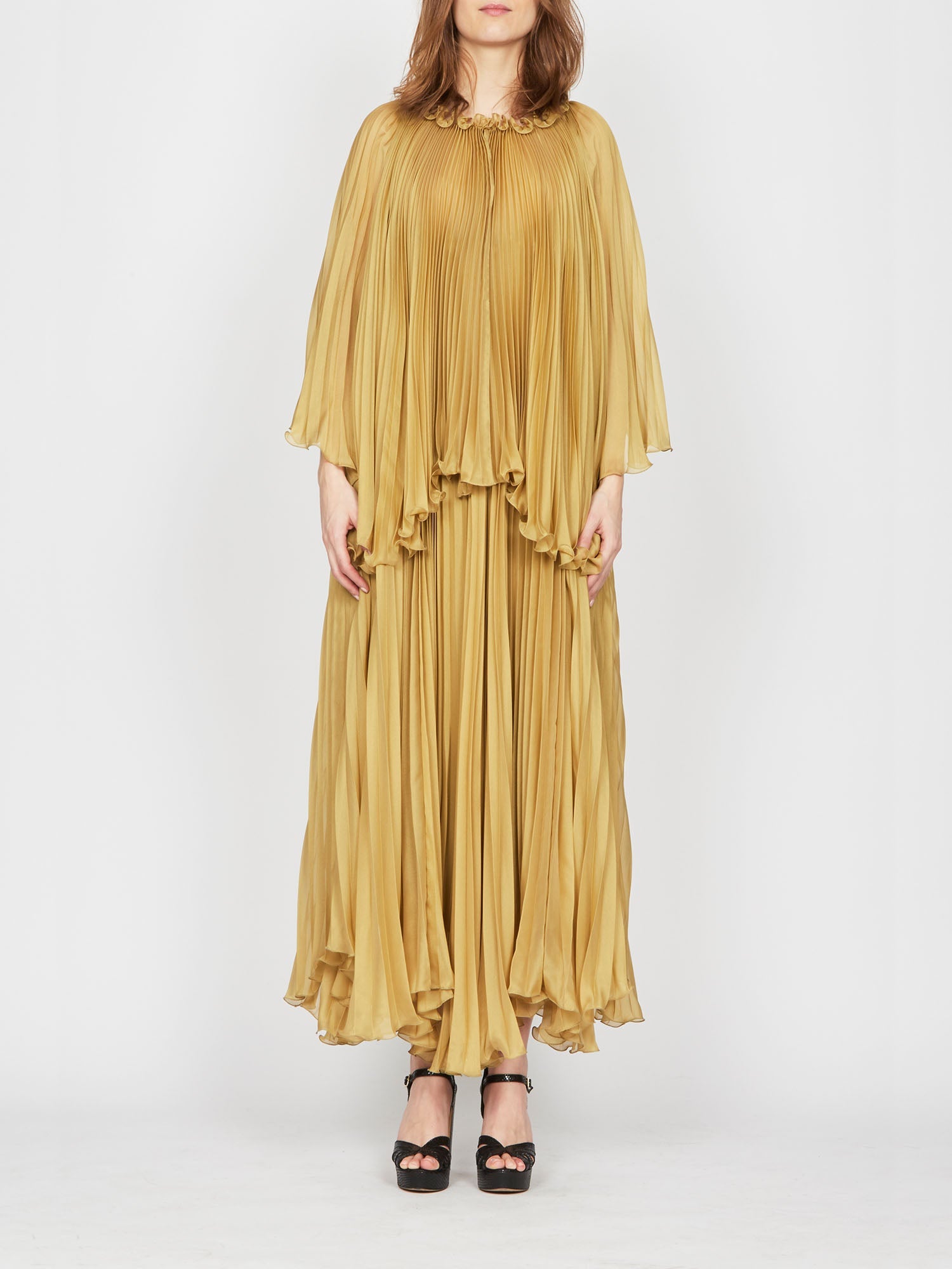 Robe longue A.Ferretti plissée - Vert
