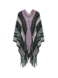 Poncho long Missoni en laine - Multicolore