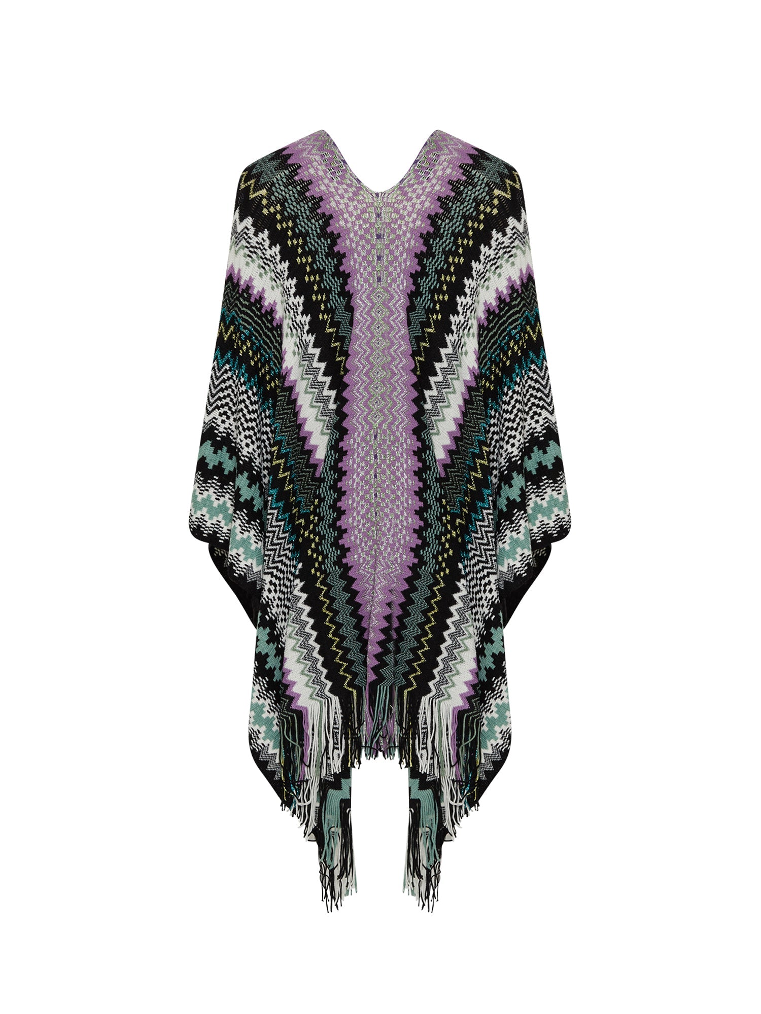 Poncho long Missoni en laine - Multicolore
