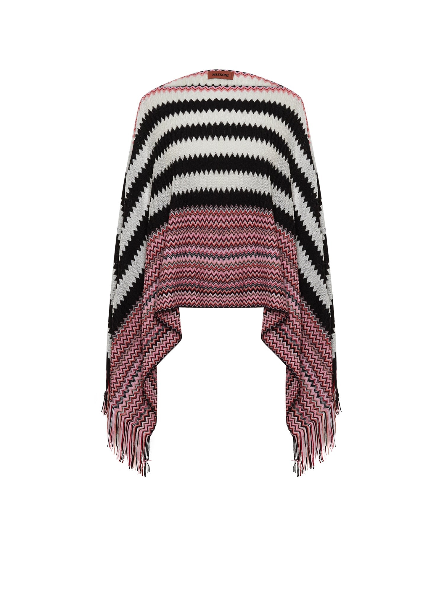 Poncho Missoni en laine - Multicolore Noir & Blanc