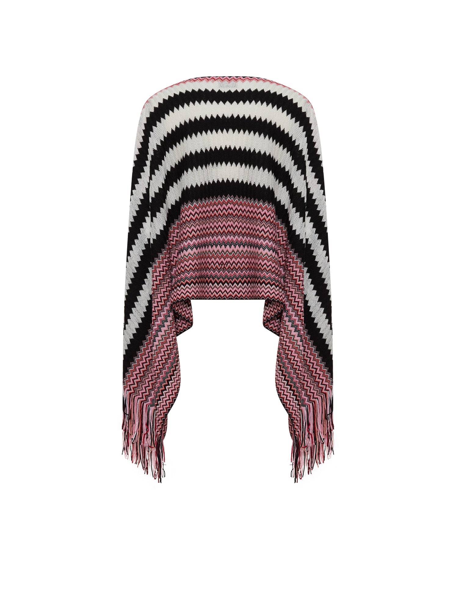 Poncho Missoni en laine - Multicolore Noir & Blanc