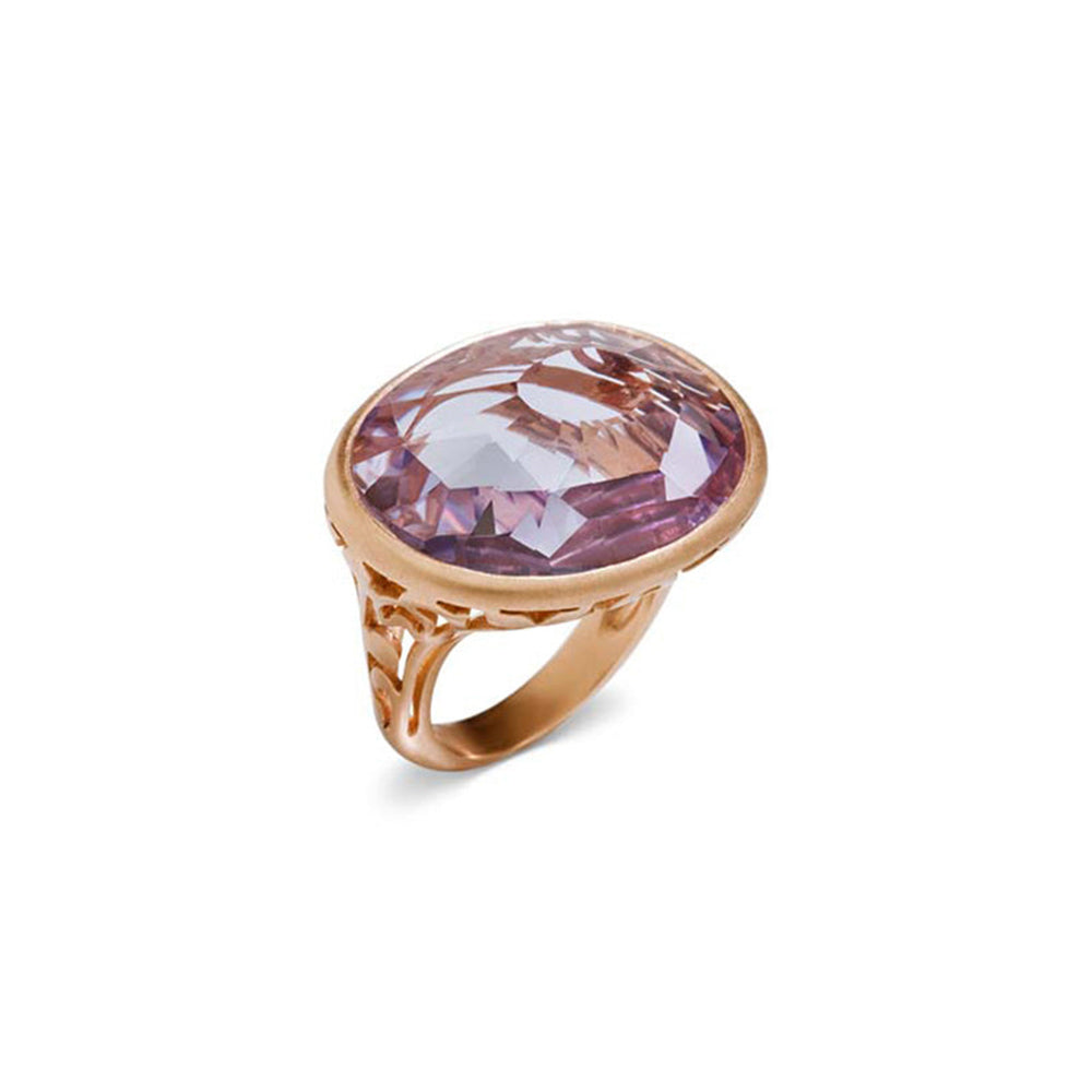 Bague Arabesque en Or Rose 18K & Améthyste