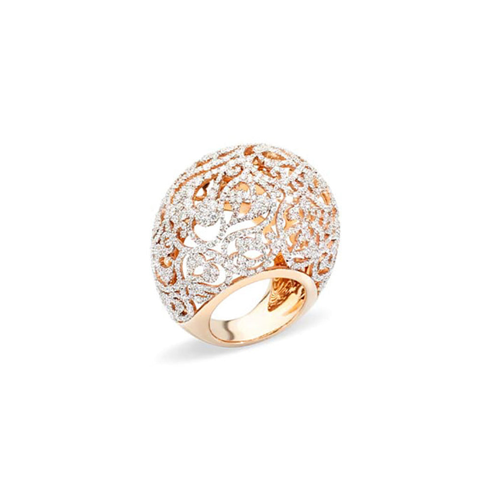 Bague Arabesque en Or Rose 18K & Diamant Blanc