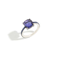 Bague Baby en Or Blanc 18K & Iolite et Saphir Bleu