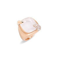 Bague Ritratto en Or Rose & Blanc 18K & Quartz Blanc et Diamant Icy