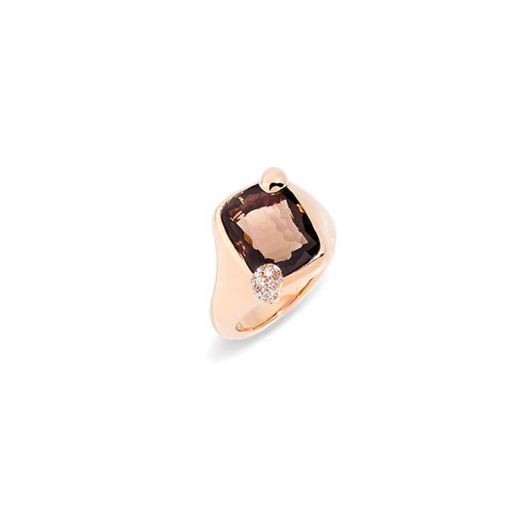 Bague Ritratto en Or Rose 18K, Diamant Blanc & Quartz Fumé