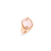 Bague Ritratto en Or Rose & Blanc 18K, Diamant Brun & Quartz Rose