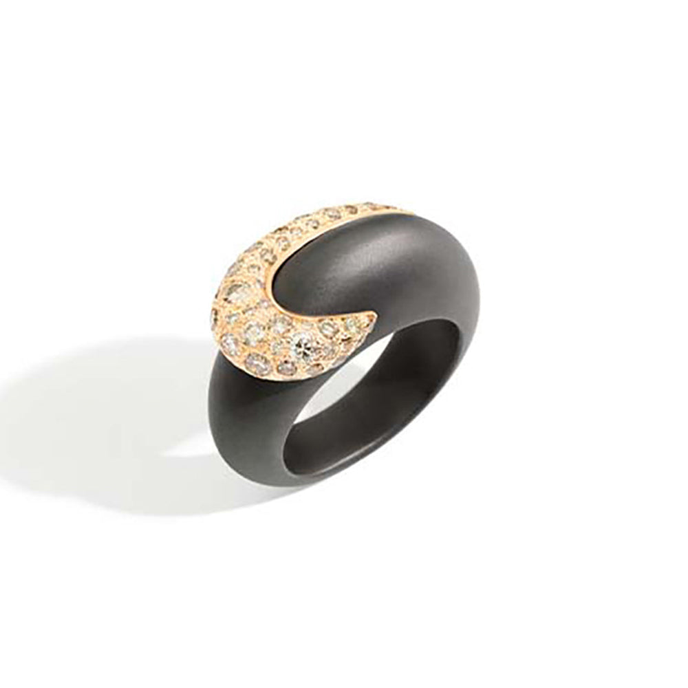 Bague Titanio en Or Rose 18K & Diamant Brun et Titane