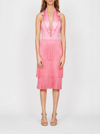 Robe E.Franchi maxi col à franges - Rose