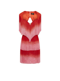 Robe E.Franchi tie and dye à franges - Rouge