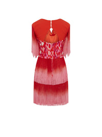 Robe E.Franchi tie and dye à franges - Rouge