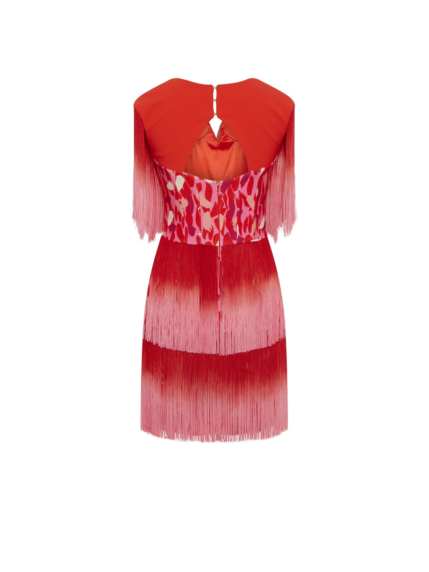 Robe E.Franchi tie and dye à franges - Rouge