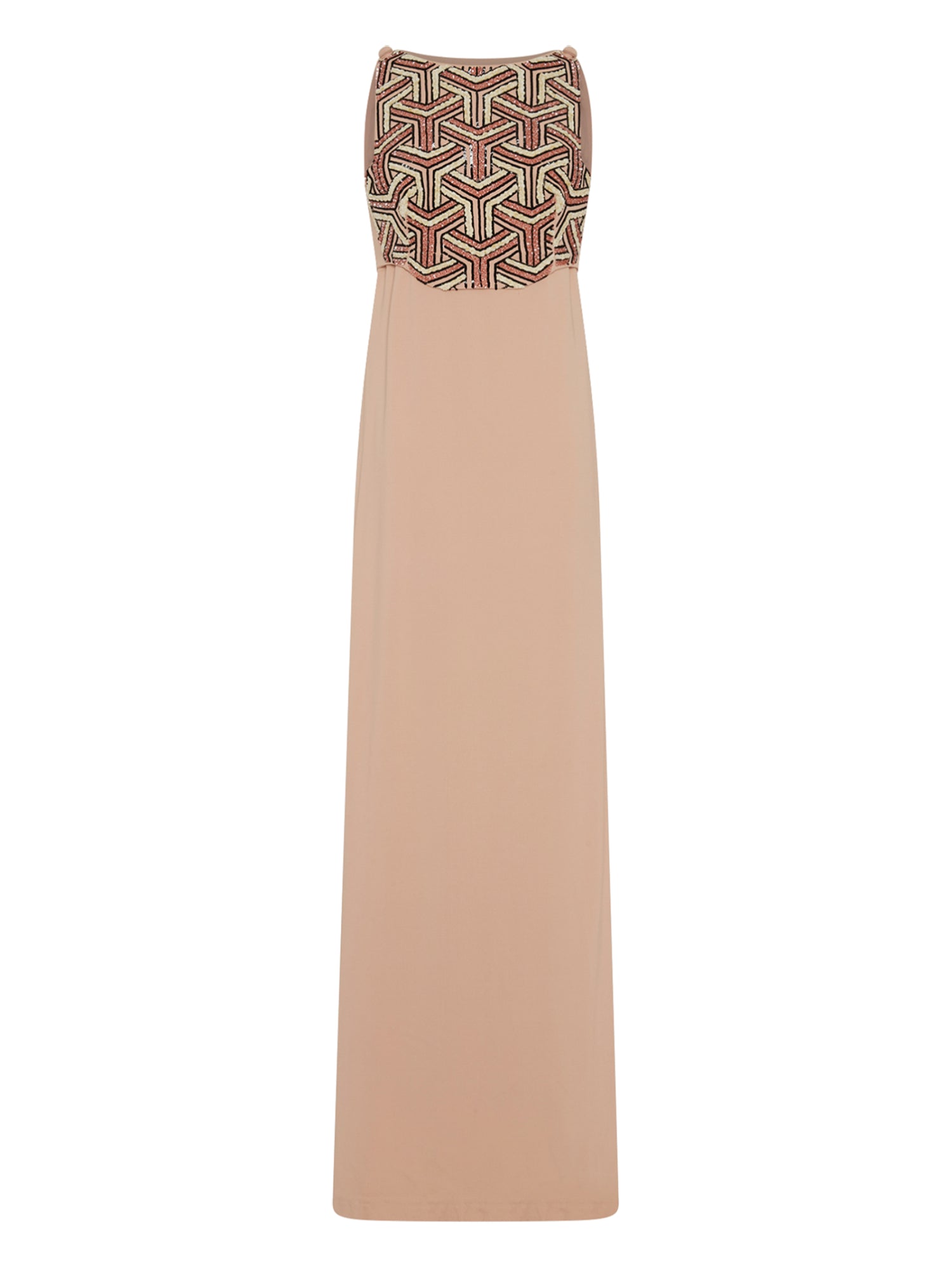 Robe longue E.Franchi bustier scintillant - Beige