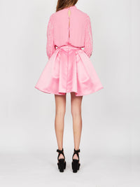 Robe courte E.Franchi col cheminé plissé - Rose
