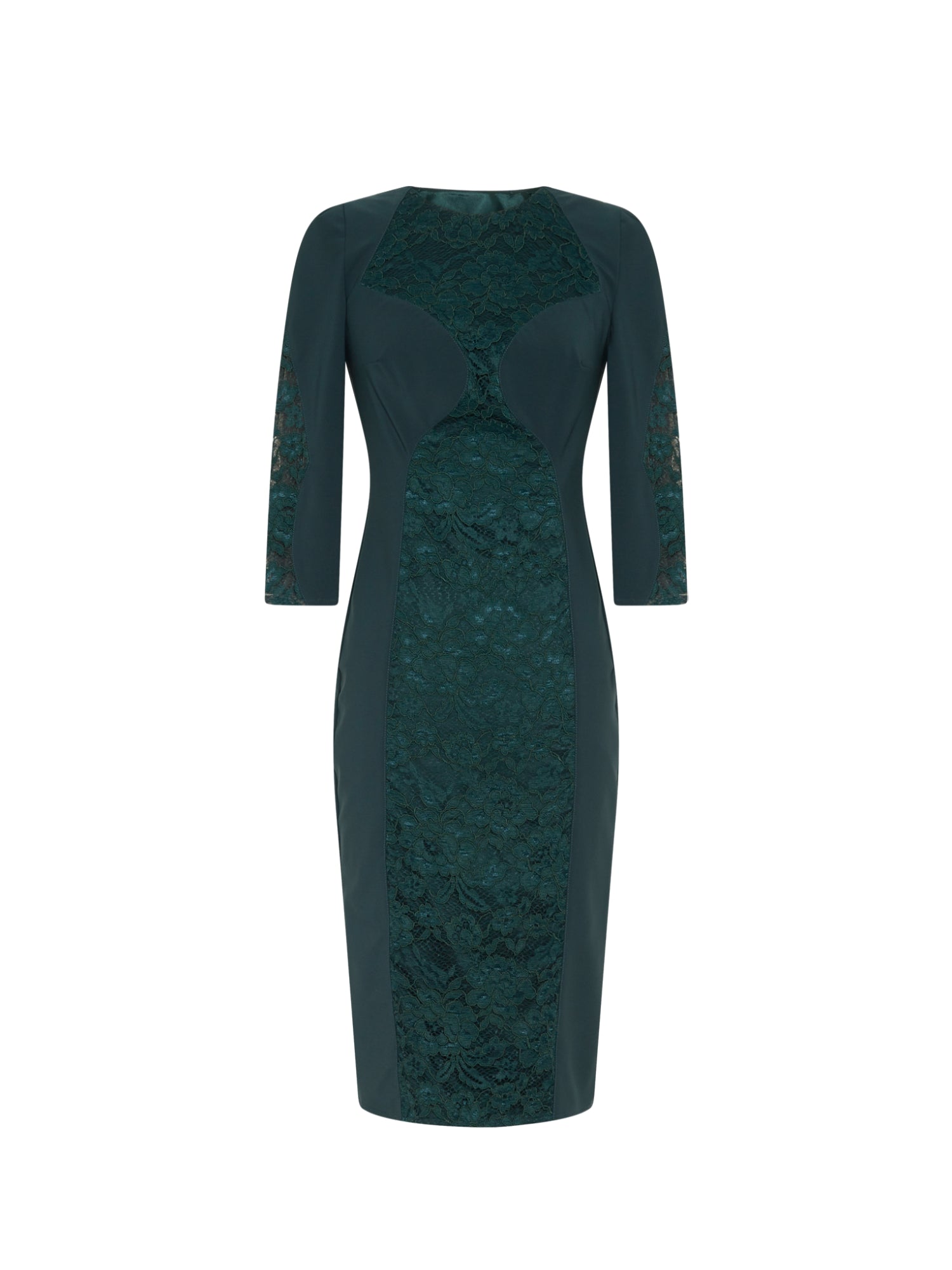 Robe mi-longue E.Franchi empiècement en dentelle - Vert