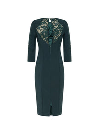 Robe mi-longue E.Franchi empiècement en dentelle - Vert
