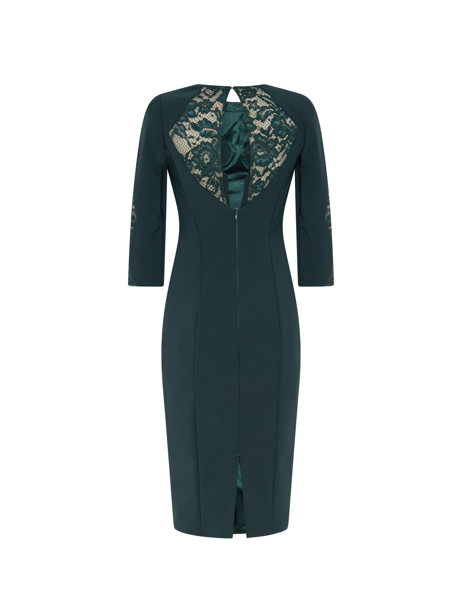 Robe mi-longue E.Franchi empiècement en dentelle - Vert