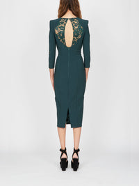 Robe mi-longue E.Franchi empiècement en dentelle - Vert