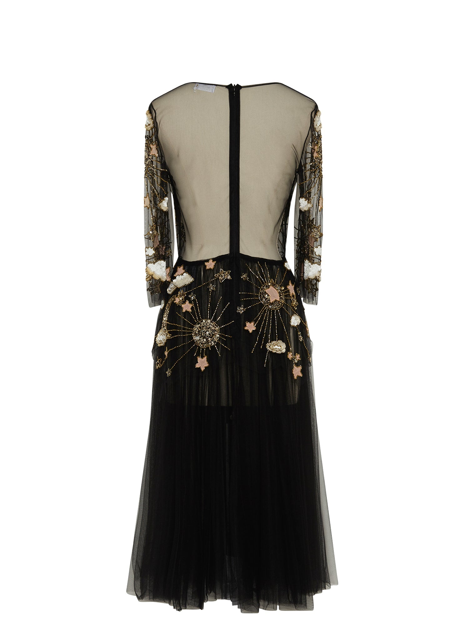 Robe mi-longue E.Franchi en tulle - Noir a Beige