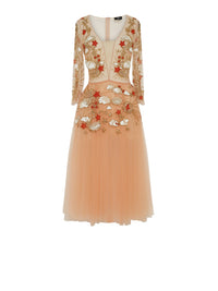 Robe mi-longue E.Franchi en tulle - Beige
