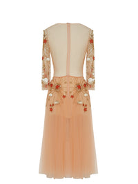 Robe mi-longue E.Franchi en tulle - Beige