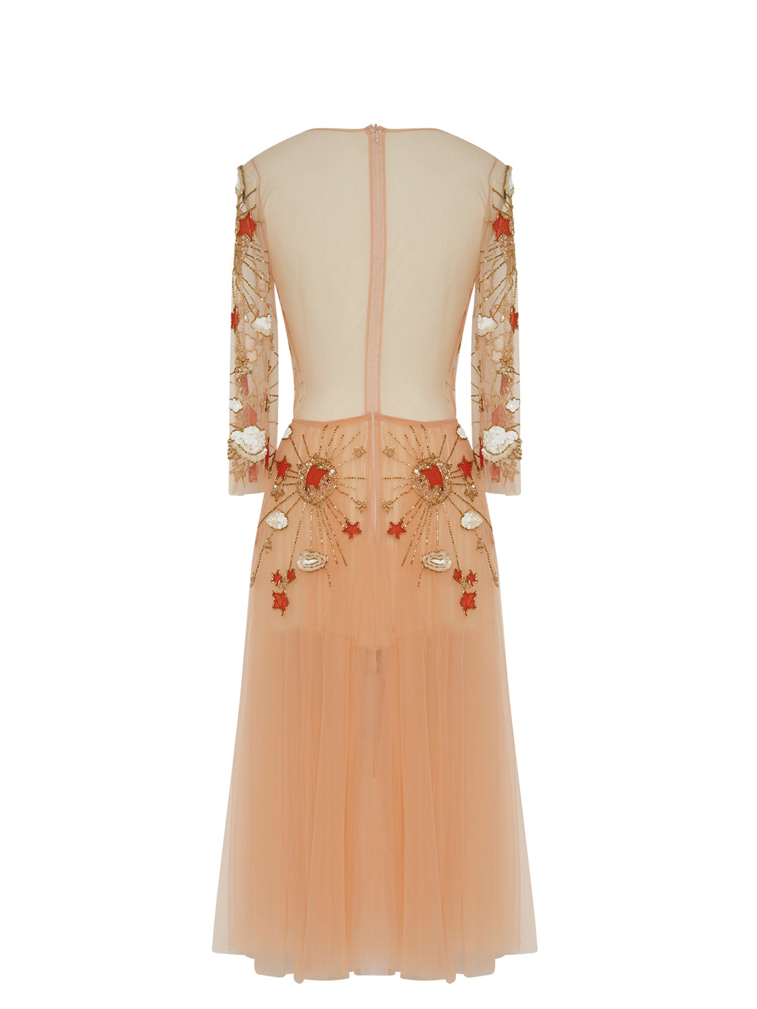 Robe mi-longue E.Franchi en tulle - Beige