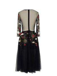 Robe mi-longue E.Franchi en tulle - Noir & Rouge