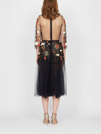 Robe mi-longue E.Franchi en tulle - Noir & Rouge