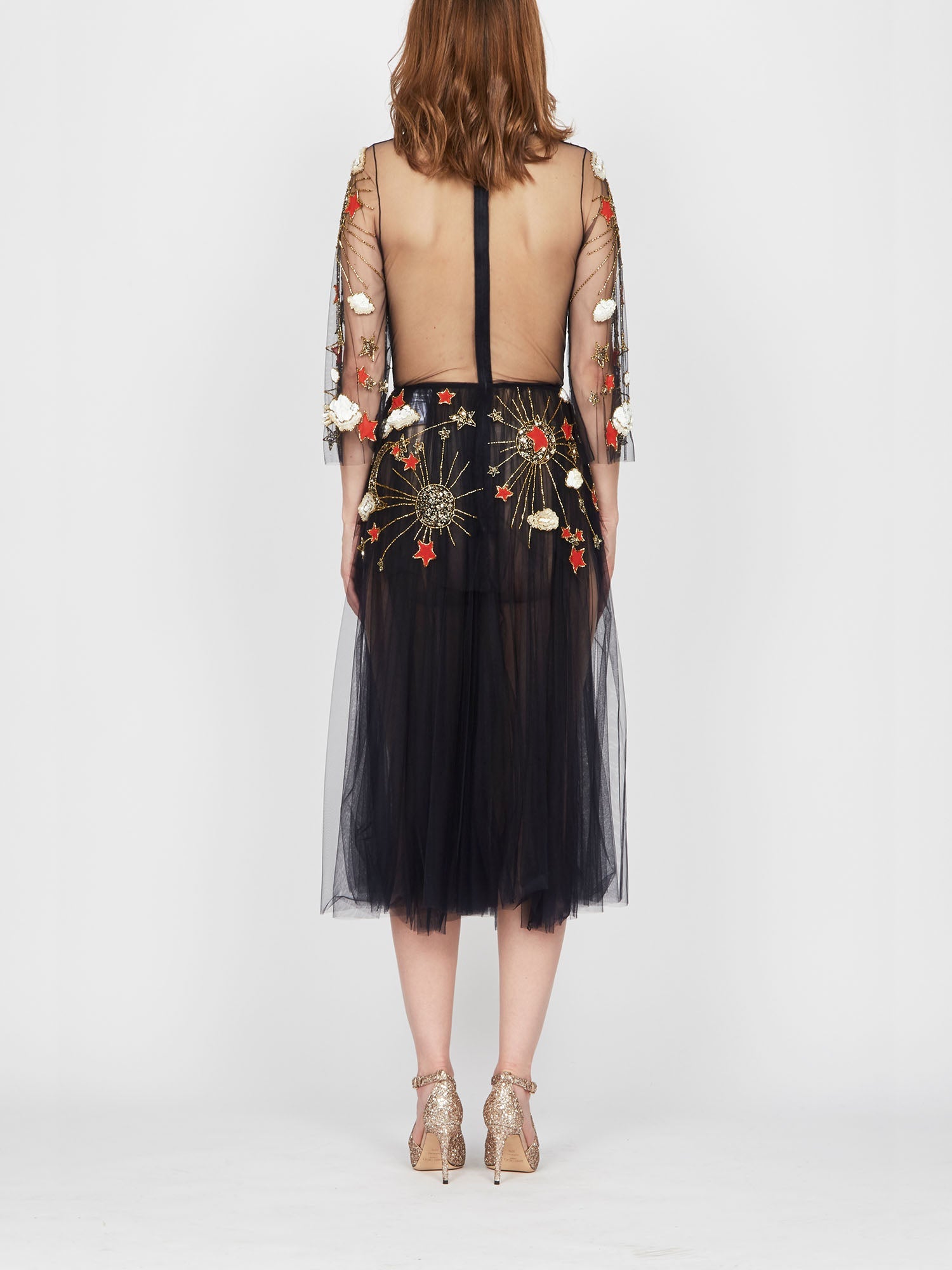 Robe mi-longue E.Franchi en tulle - Beige