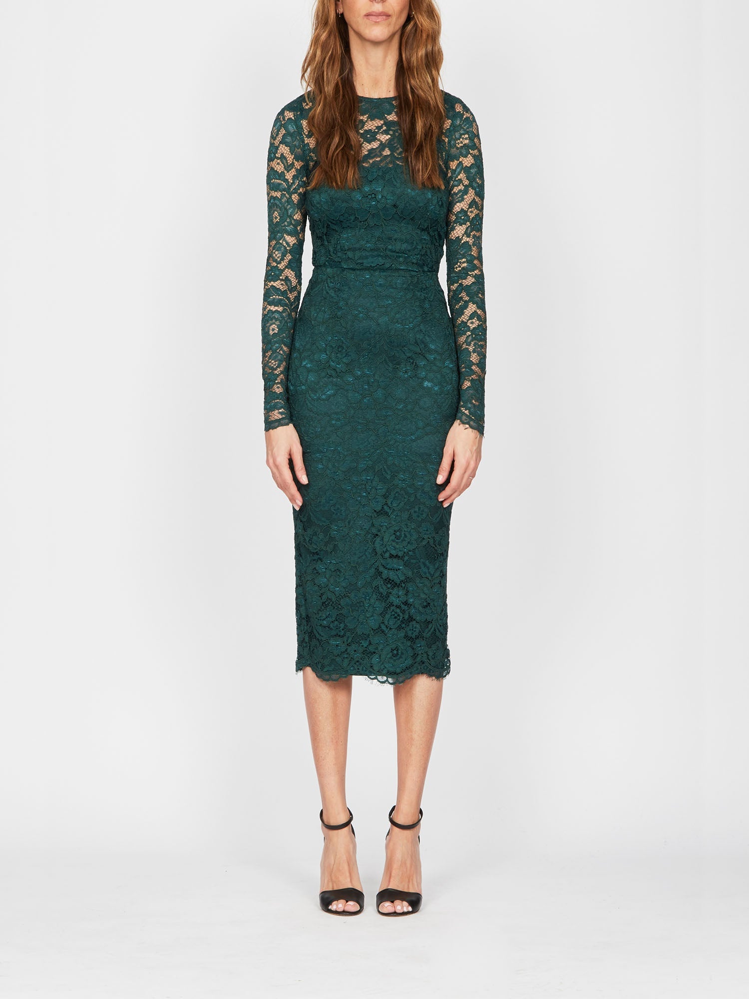 Robe mi-longue E.Franchi en dentelle - Vert