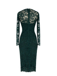 Robe mi-longue E.Franchi en dentelle - Vert