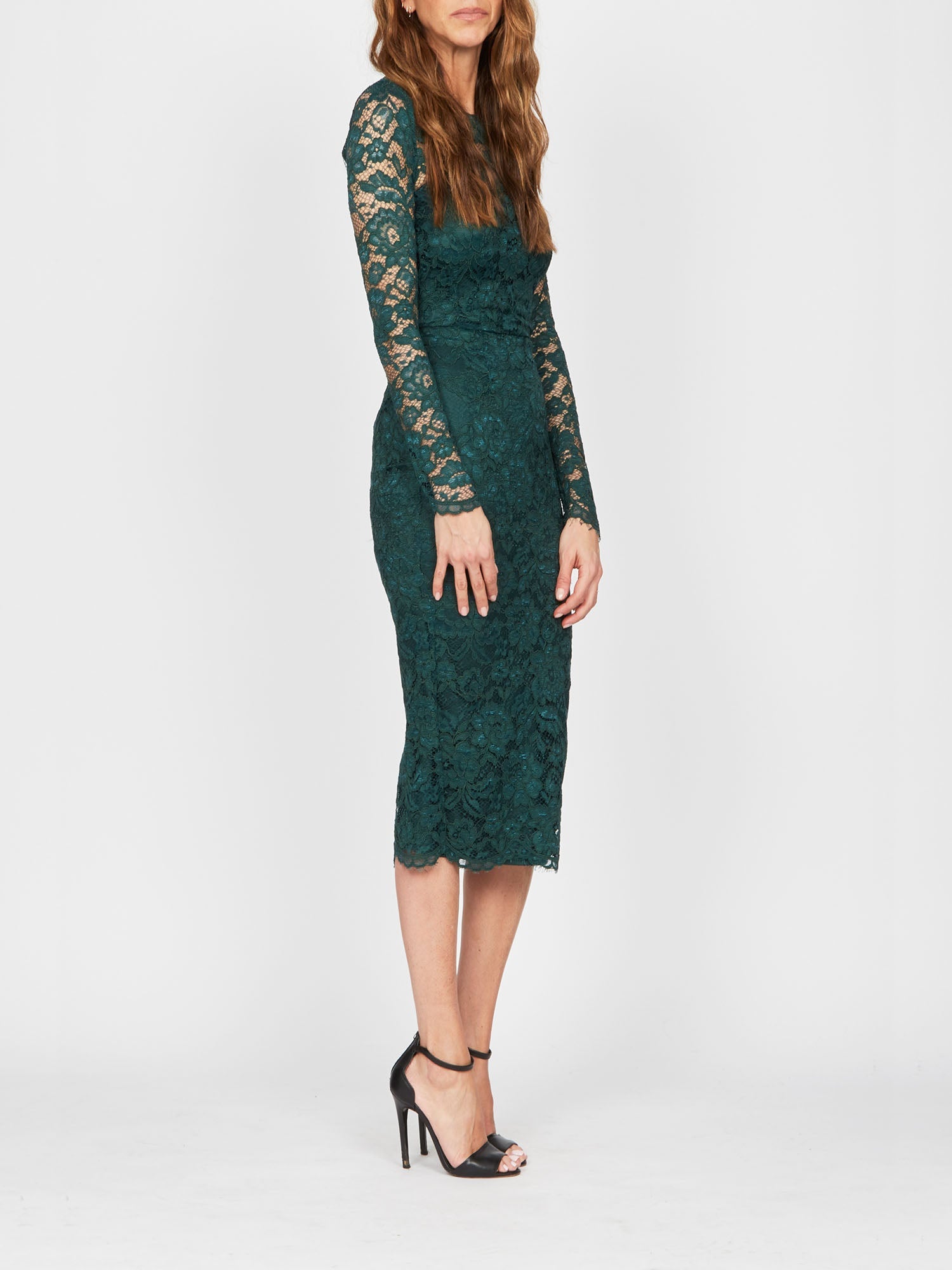 Robe mi-longue E.Franchi en dentelle - Vert