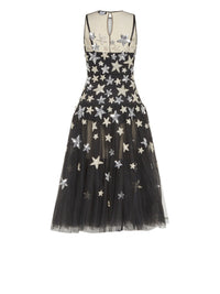 Robe mi-longue E.Franchi en tulle étoilé - Noir