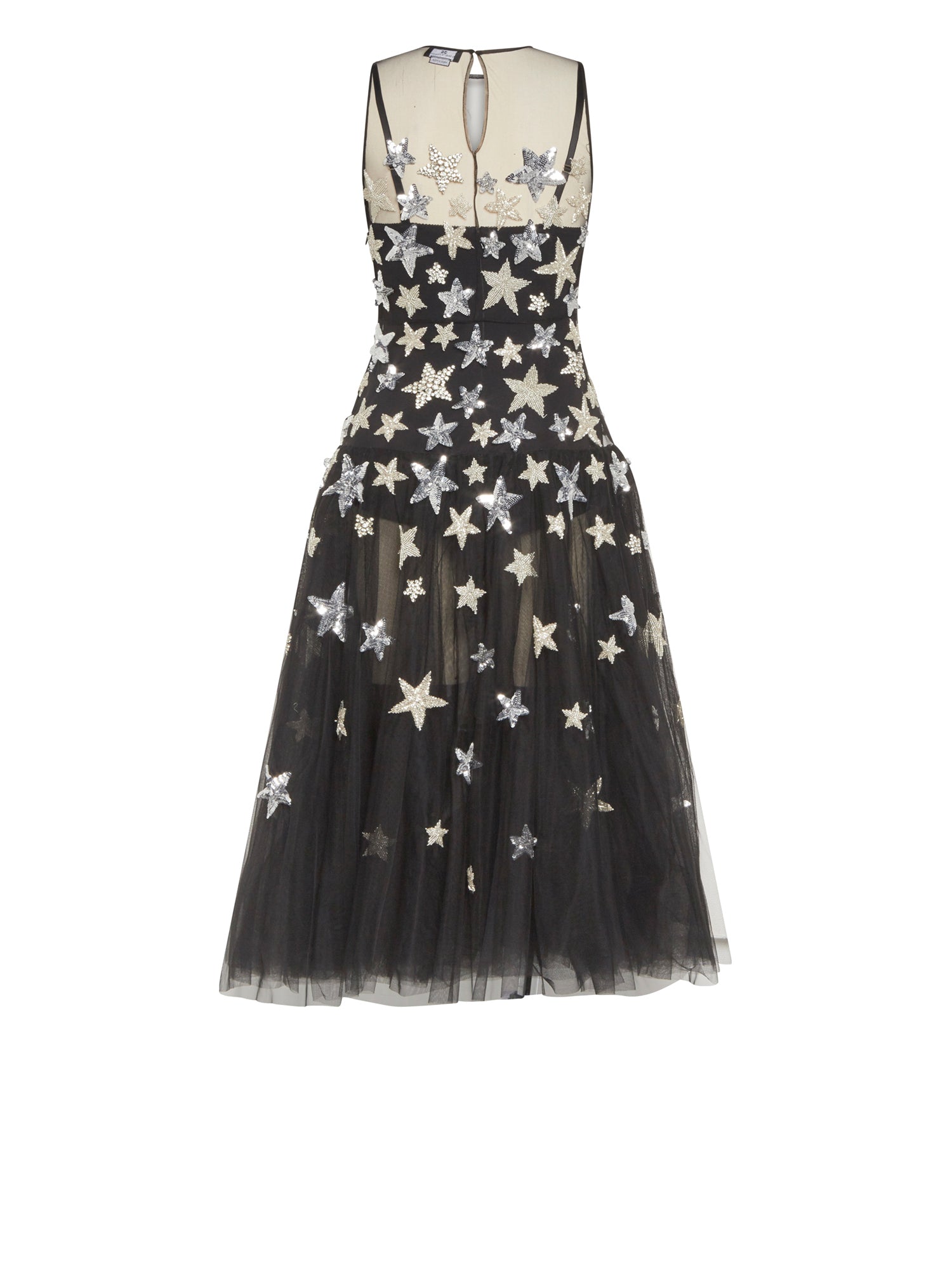 Robe mi-longue E.Franchi en tulle étoilé - Noir