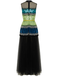 Robe longue E.Franchi en sequins & tulle - Noir