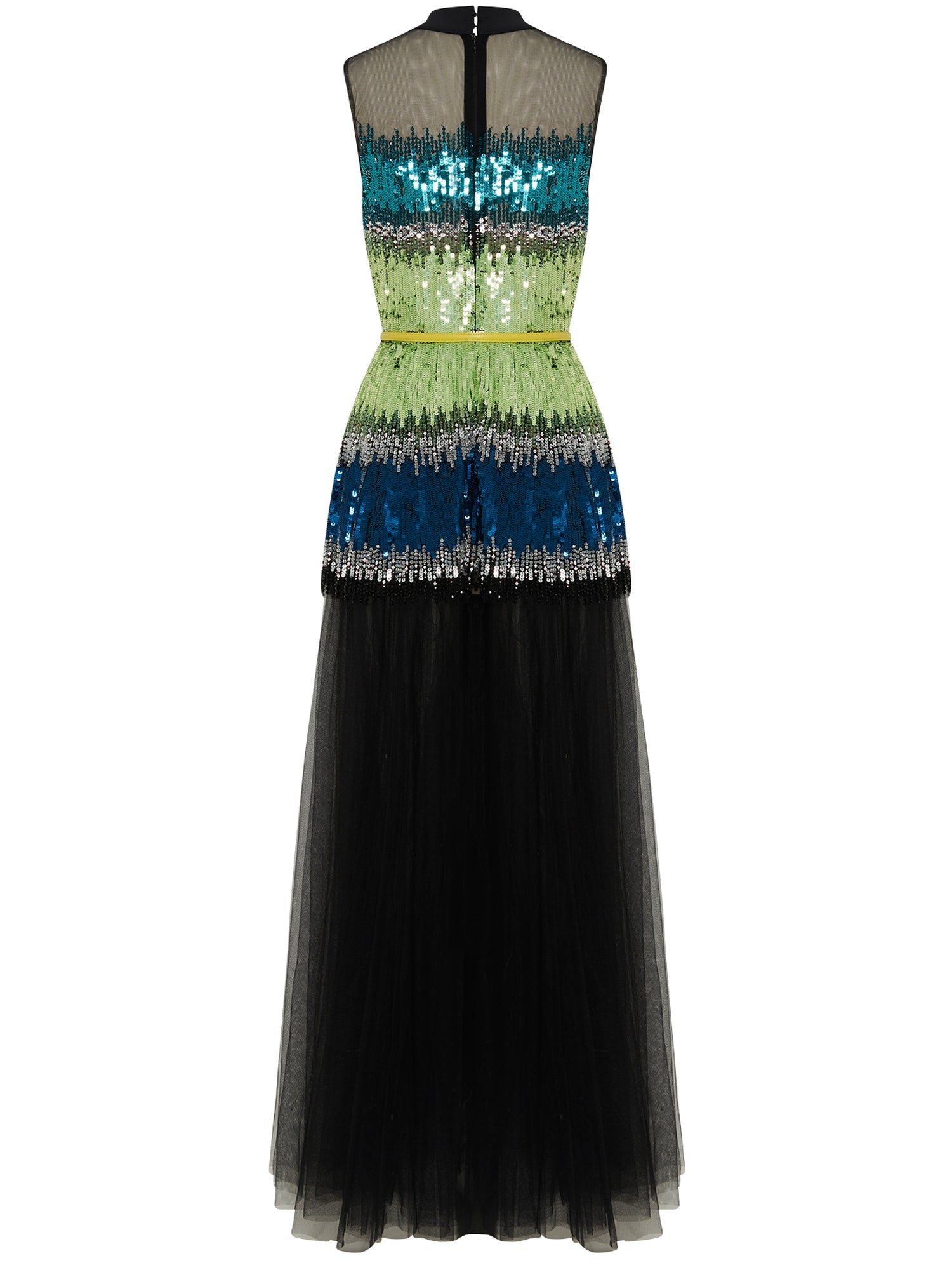 Robe longue E.Franchi en sequins & tulle - Noir