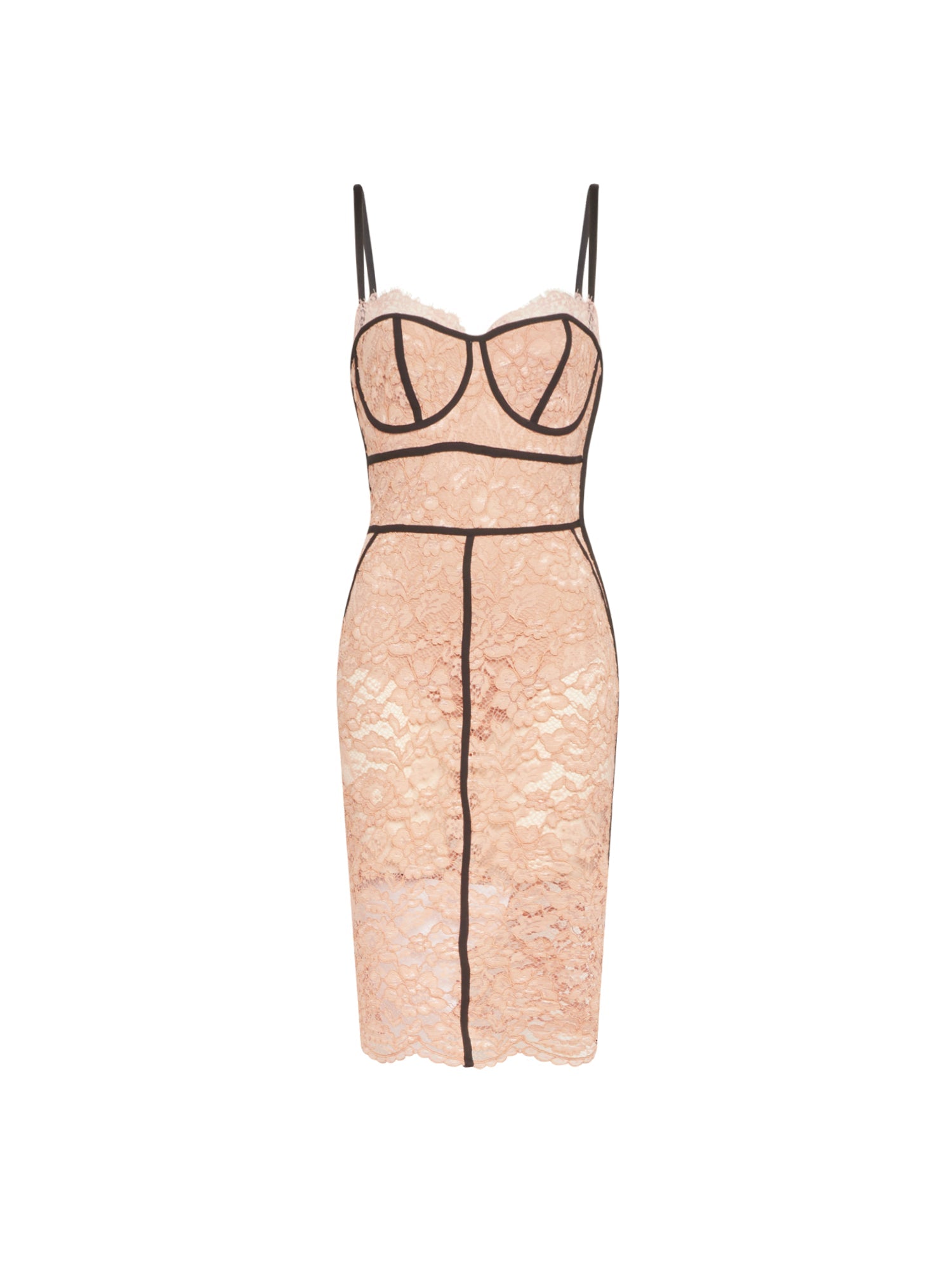 Robe mi-longue E.Franchi corset en dentelle - Beige