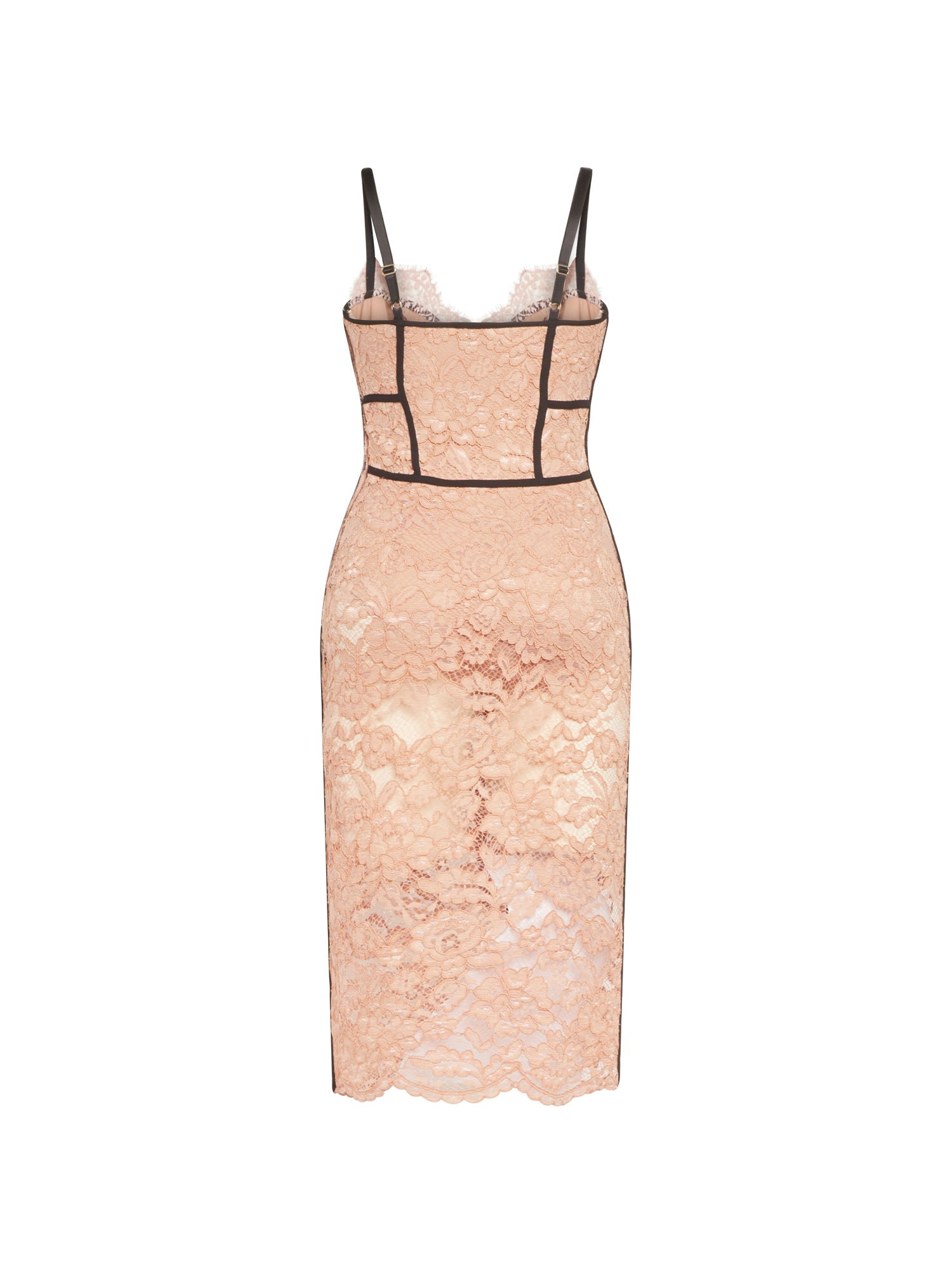 Robe mi-longue E.Franchi corset en dentelle - Beige