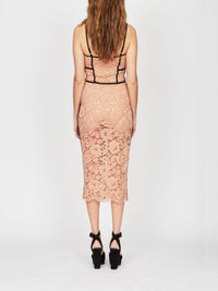 Robe mi-longue E.Franchi corset en dentelle - Beige