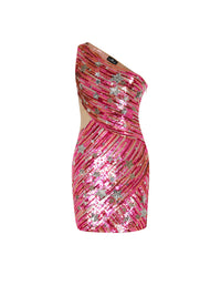 Robe asymétrique E.Franchi Star en sequins - Rose