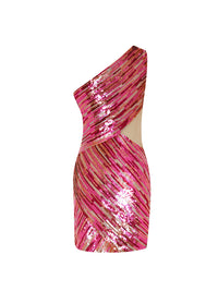 Robe asymétrique E.Franchi Star en sequins - Rose