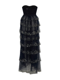 Robe longue bustier E.Franchi voie lactée - Noir