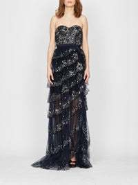 Robe longue bustier E.Franchi voie lactée - Noir