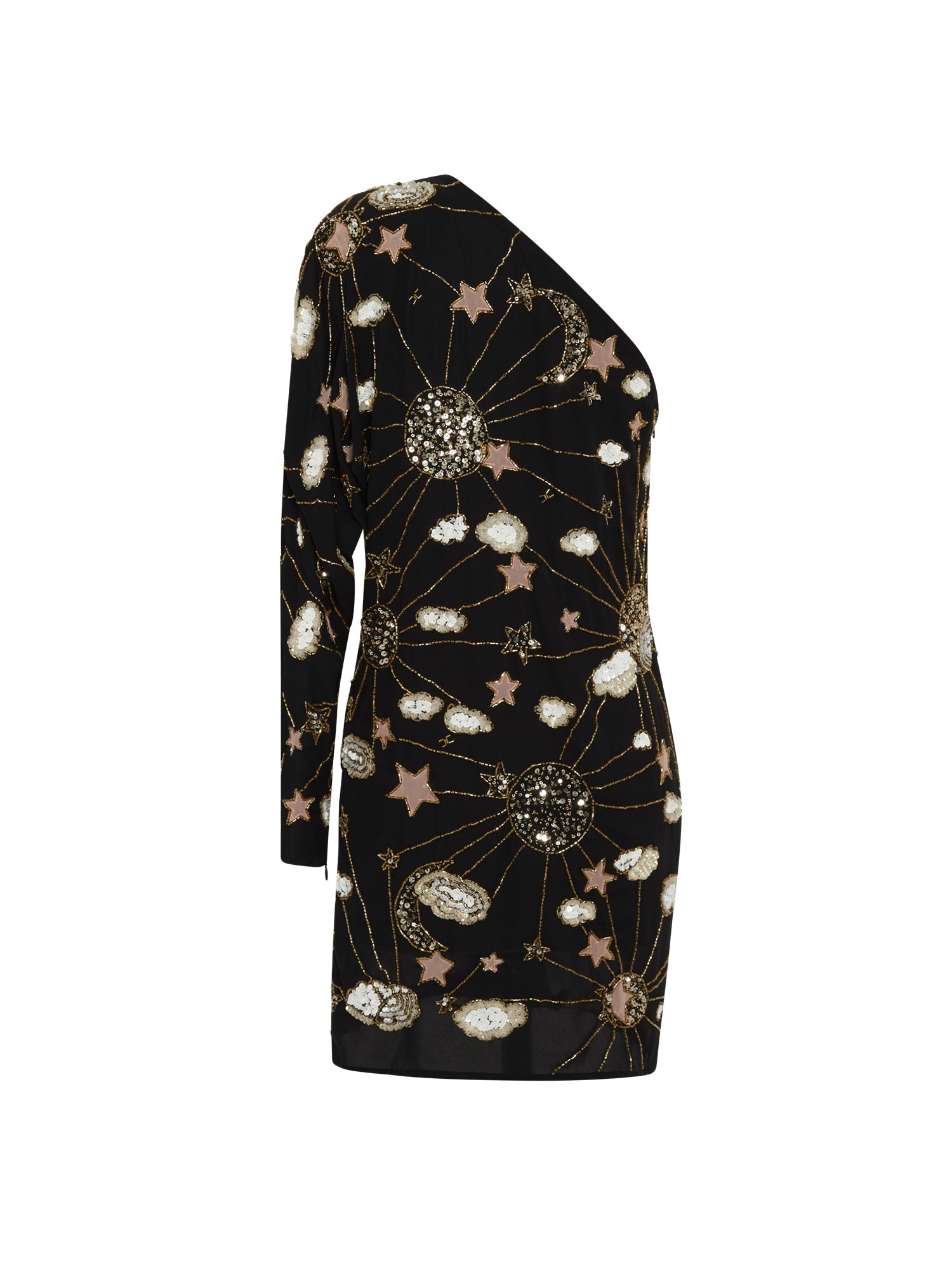 Robe asymétrique E.Franchi brodée - Noir & Beige