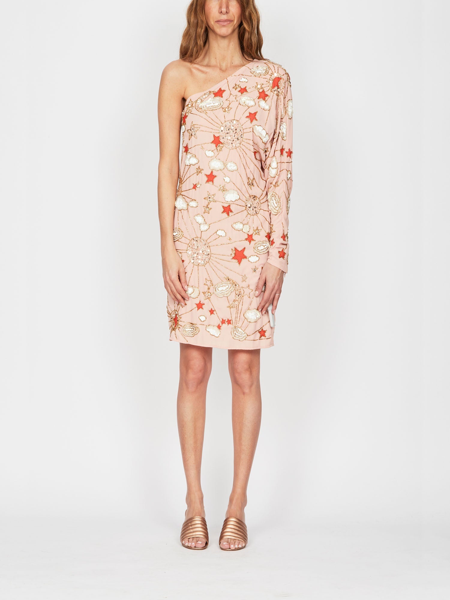 Robe asymétrique E.Franchi brodée - Noir & Beige