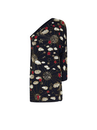Robe asymétrique E.Franchi brodée - Noir & Rouge