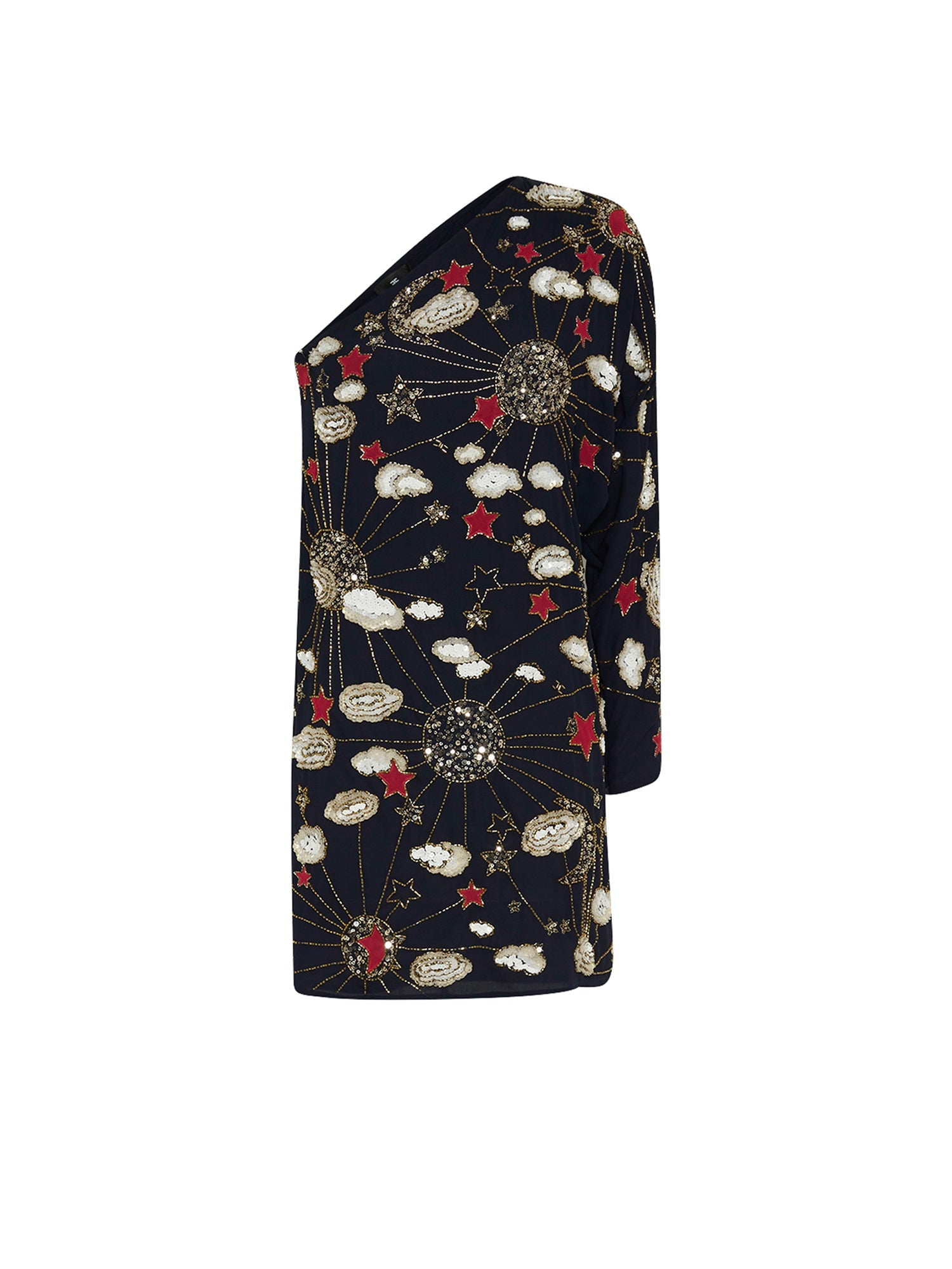 Robe asymétrique E.Franchi brodée - Noir & Rouge