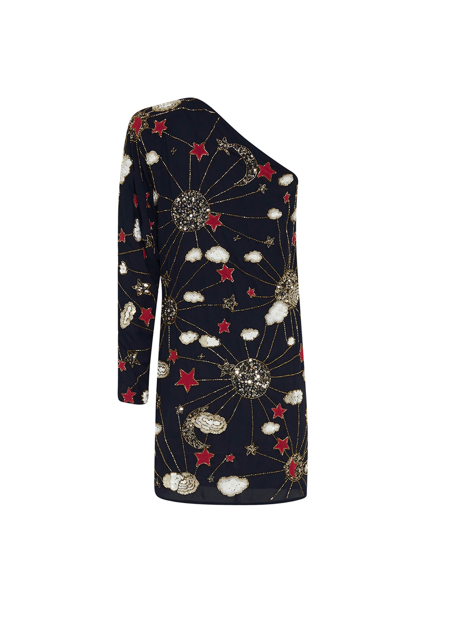 Robe asymétrique E.Franchi brodée - Noir & Rouge