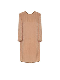 Robe dos nu E.Franchi à rayures scintillantes - Beige